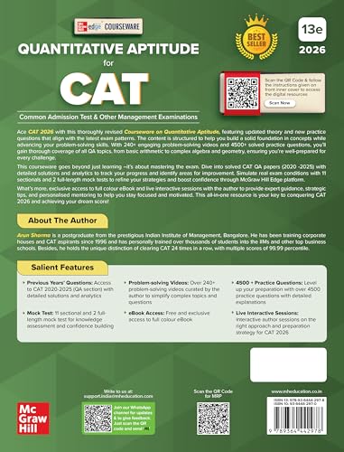 Quantitative Aptitude, 13e for CAT 2026 by Arun Sharma | Solved QA PYQs (2020-25) | 4500+ Practice Questions | 240+ Problem-solving Author Videos | 13 Mock & Sectional Tests | Quants Preparation book - Retail Maharaj