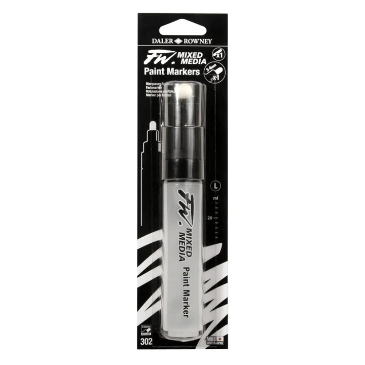 Daler Rowney FW Empty Mixed Media Marker Round Nib Large Barrel 3-6 mm - Retail Maharaj