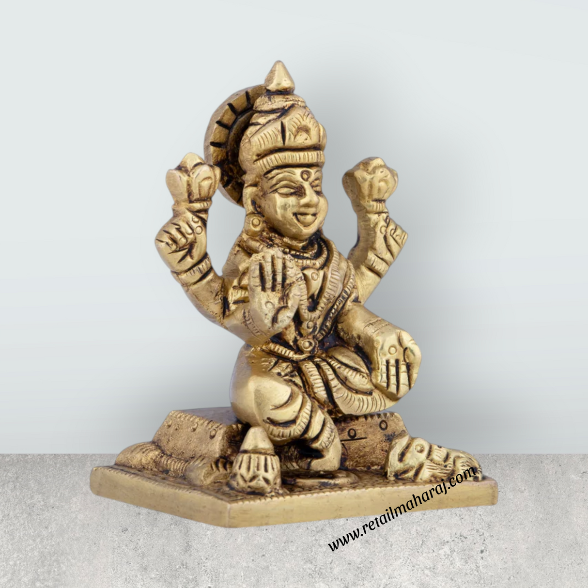Lakshmi Idol - 3 x 2 Inches | Antique Brass Idol/ Lakshmi Murti/ Laxmi Idol for Pooja/ 270 Gms Approx
