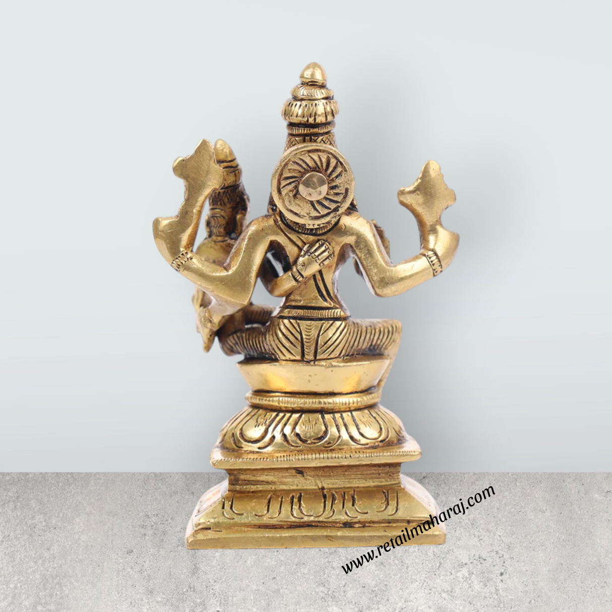 Lakshmi Narasimha Idol - 4.5 x 3 Inches | Lakshmi Narasimha Vigraham/ Antique Brass Idol for Pooja/ 700 Gms - Retail Maharaj
