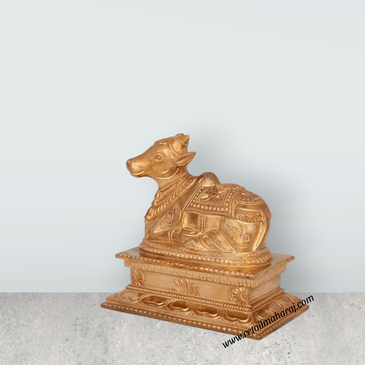 Nandi With Base Murti - 5 x 5.5 Inches | Panchaloha Idol / Nandi Bhagwan / Nandhi Statue for Pooja - Retail Maharaj