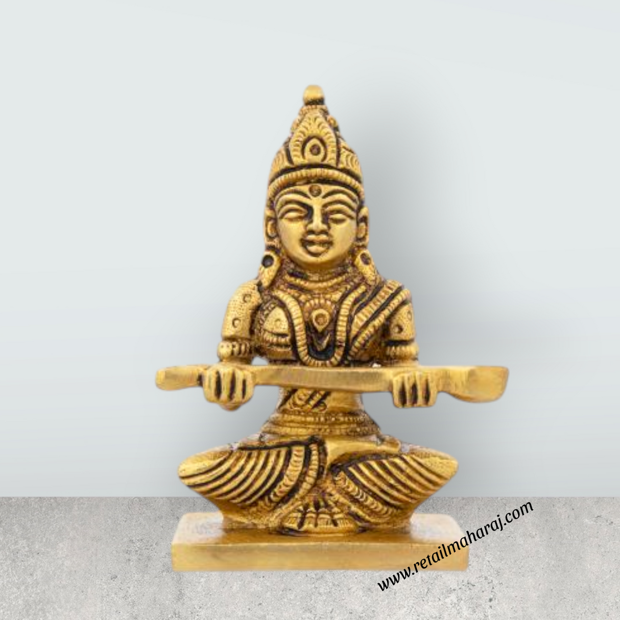 Annapuran Devi Murti - 4 x 2.5 Inches | Brass Idol/ Annapoorani Statue/ Annapurna Idol for Pooja - Retail Maharaj