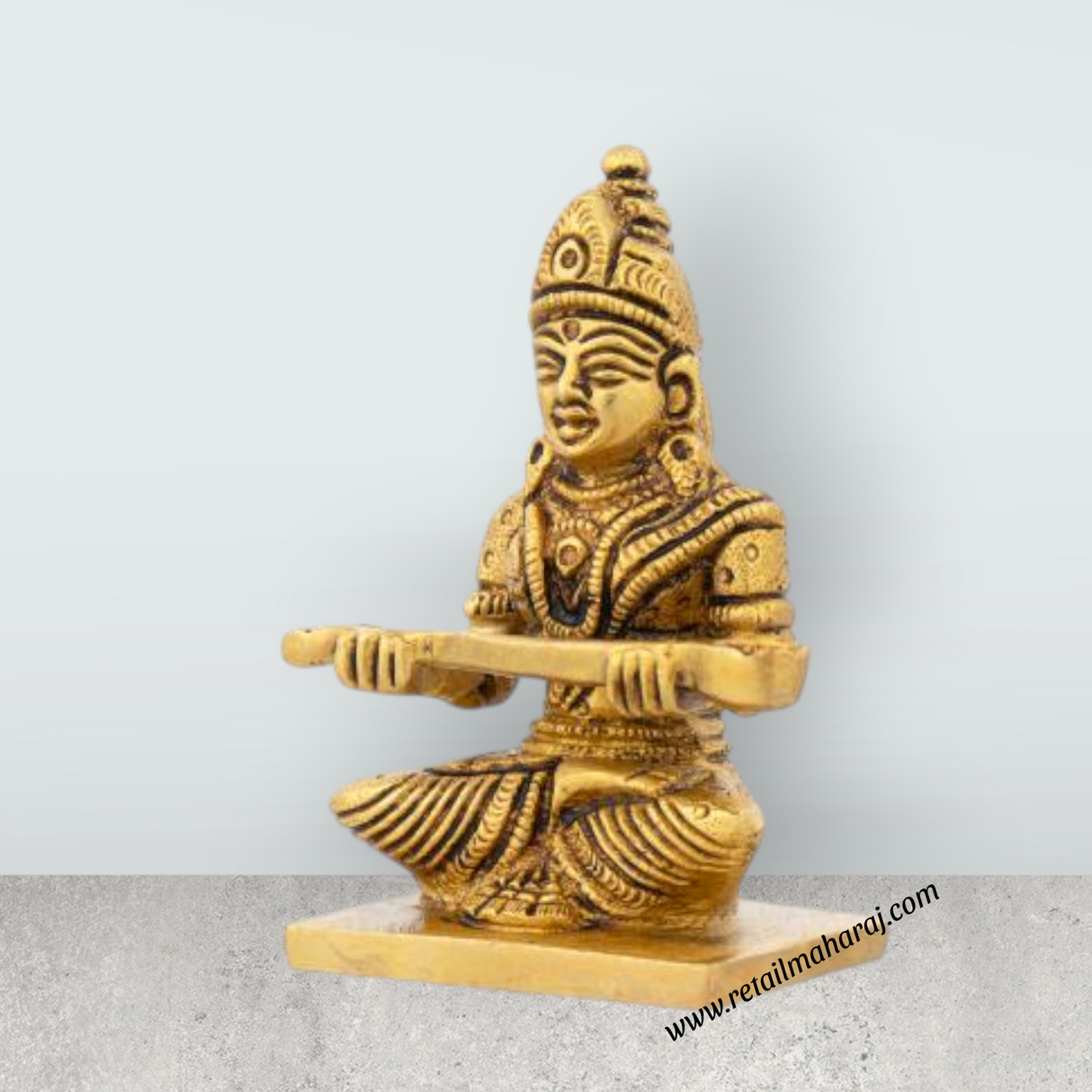 Annapuran Devi Murti - 4 x 2.5 Inches | Brass Idol/ Annapoorani Statue/ Annapurna Idol for Pooja - Retail Maharaj