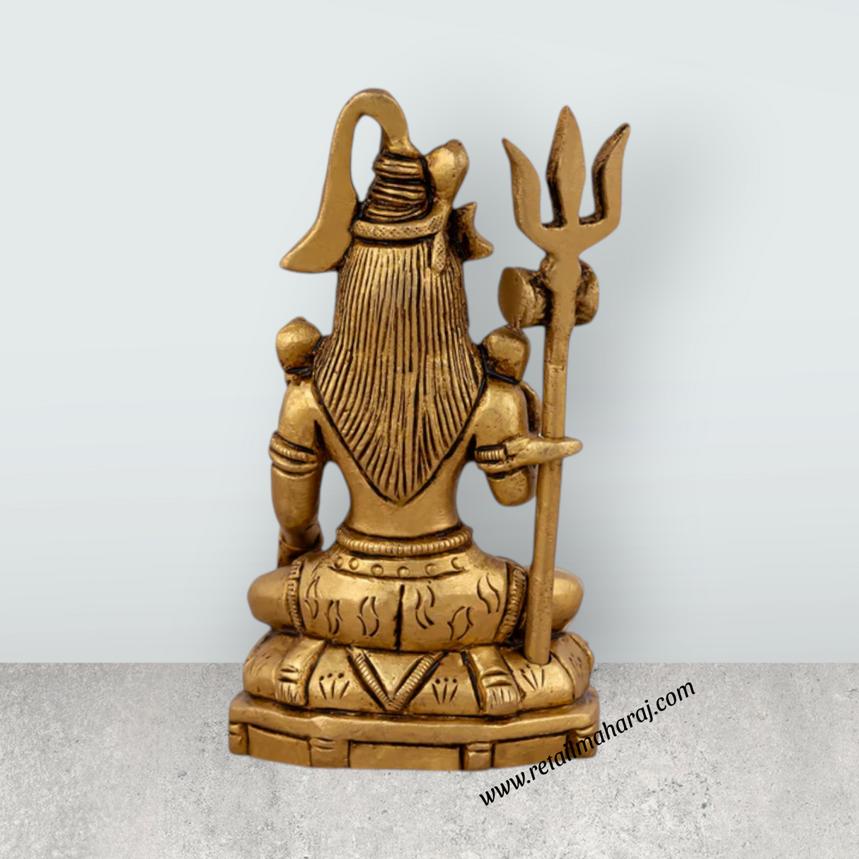 Shiva Statue With Base - 4.5 x 2.5 Inches | Antique Brass Idol/ Sitting Shiv Murti for Pooja/ 495 Gms Approx - Retail Maharaj