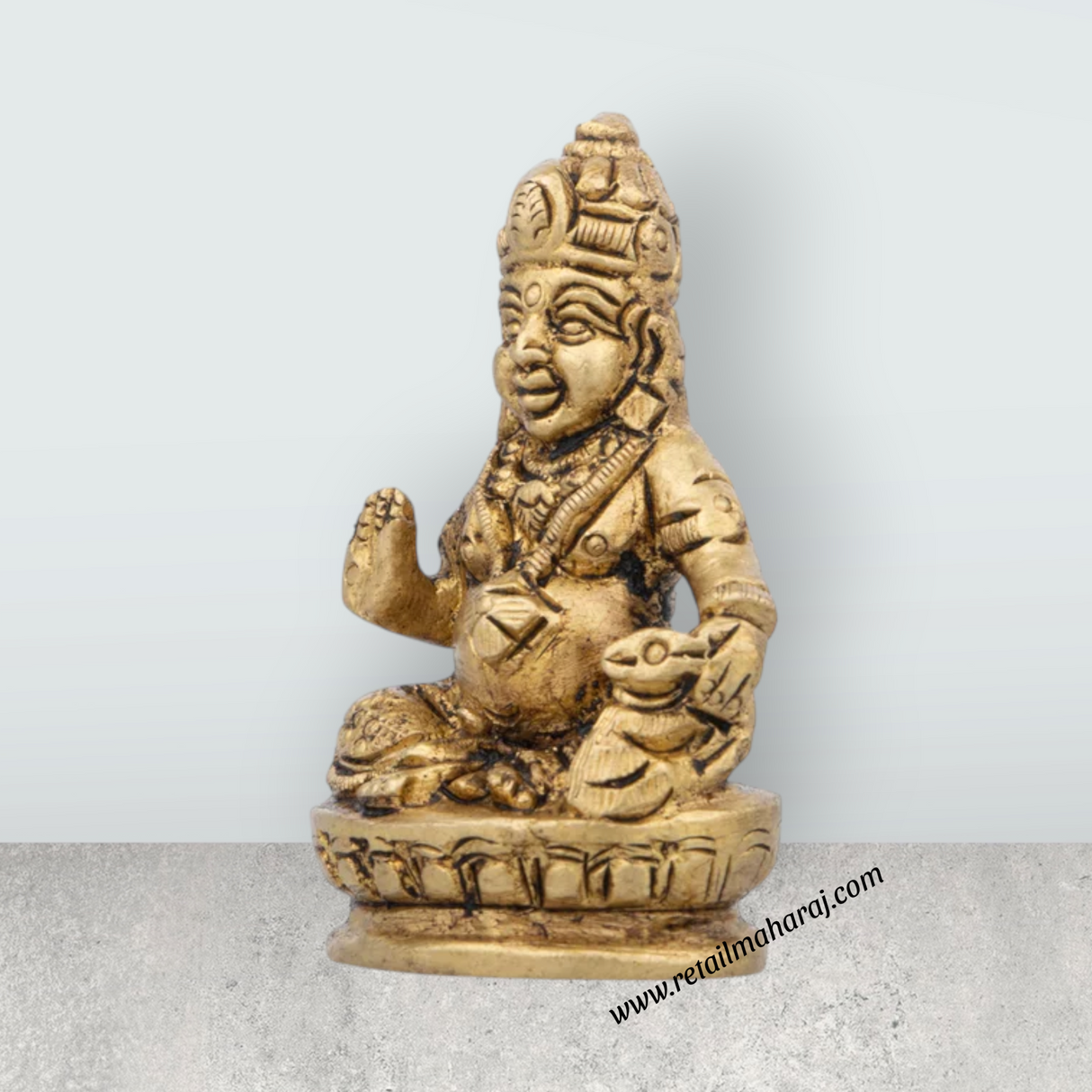 Kuber Statue - 2 x 1 Inches | Kuber Murti/ Antique Brass Idol for Pooja/ 110 Gms Approx - Retail Maharaj