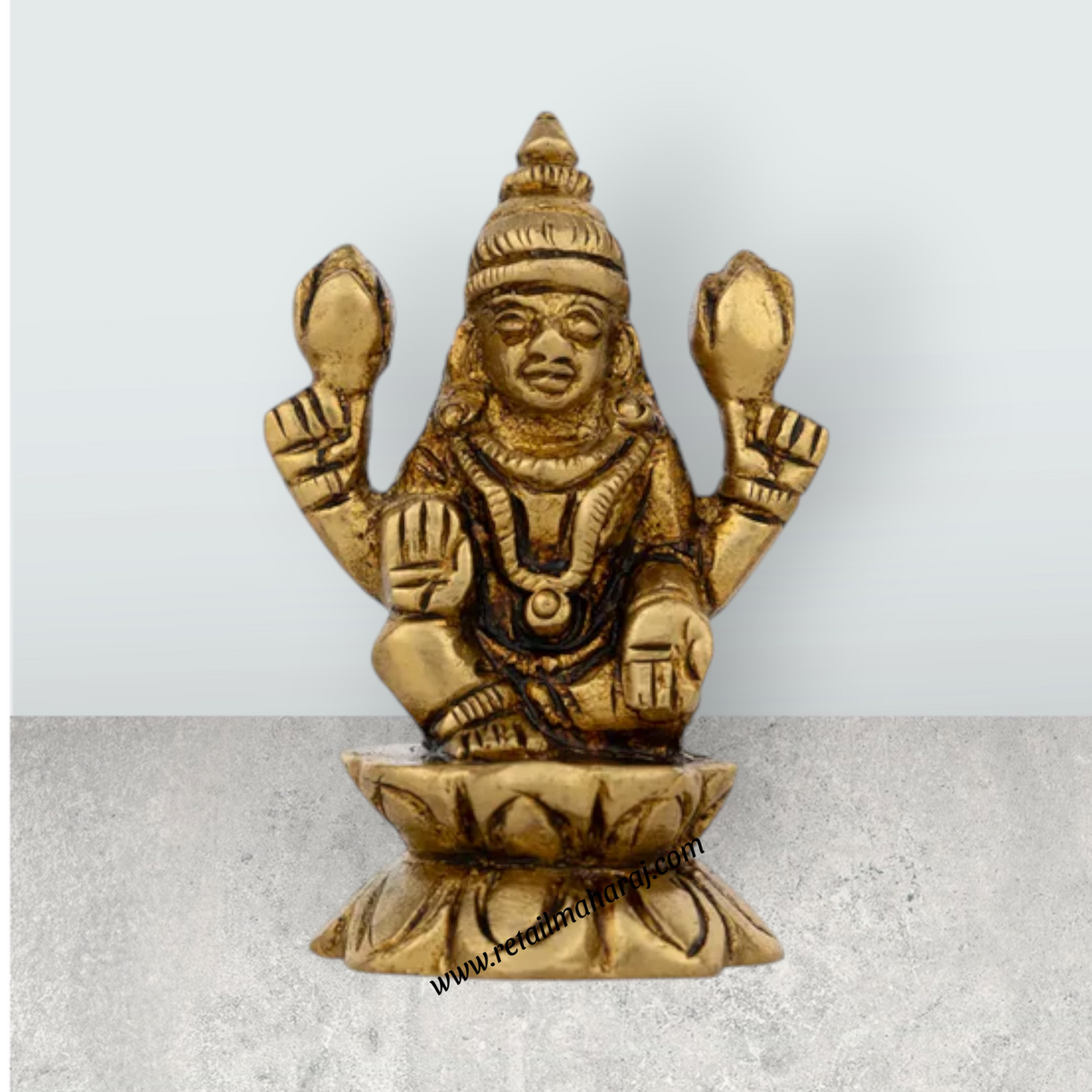Lakshmi Murti / Brass Idol / Antique Finish Goddess Statue for Pooja & Decor - Retail Maharaj