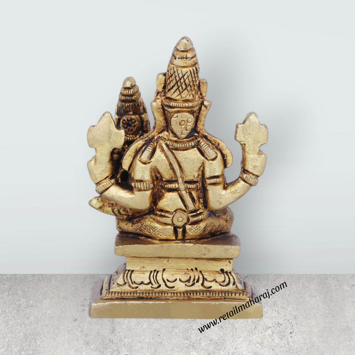 Lakshmi Hayagreevar Idol - 3.5 x 2 Inches | Antique Brass Idol/ Lakshmi Hayagriva Statue for Pooja/ 300 Gms - Retail Maharaj