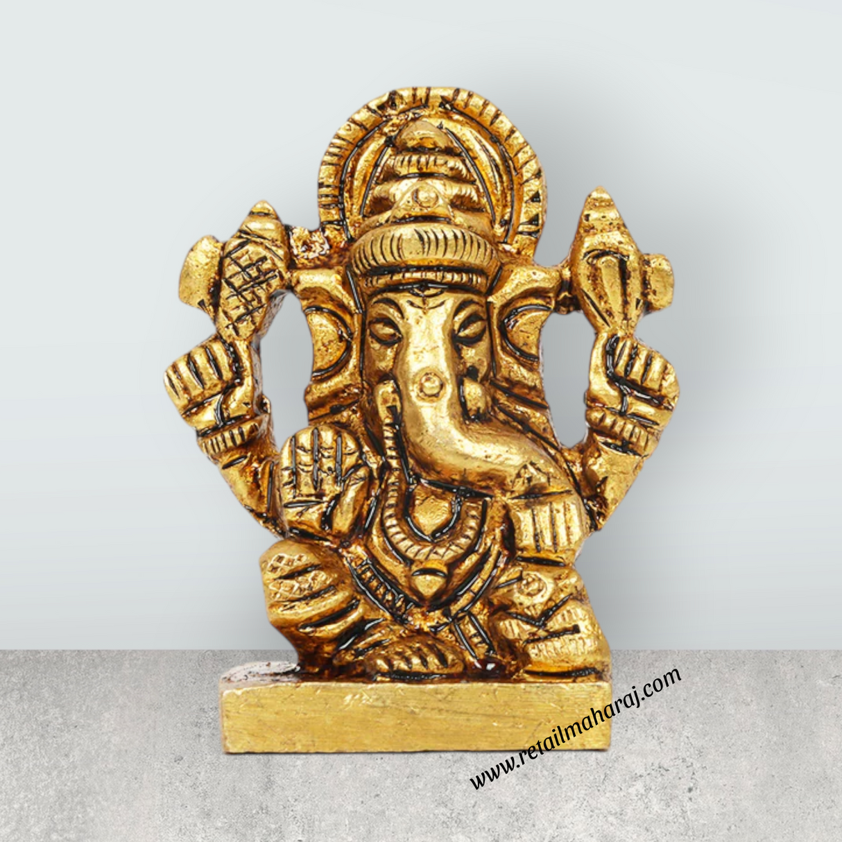 Ganesh Murti - Square - 1.5 Inches | Antique Statue / Vinayagar Statue/ Ganesha Idol for Pooja - Retail Maharaj