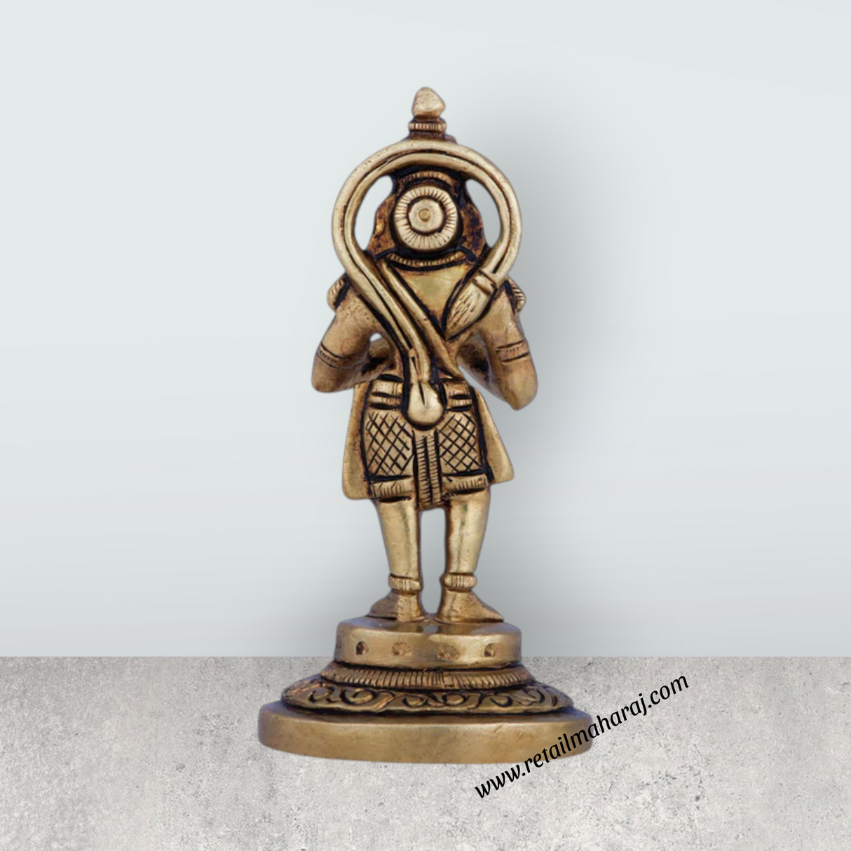 Anjaneya Statue - 3.5 x 1.5 Inches | Antique Brass Idol/ Hanuman Statue for Pooja/ 150 Gms Approx - Retail Maharaj