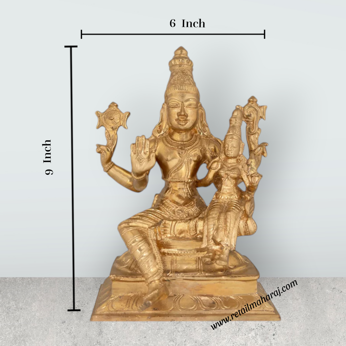 Lakshmi Narayanan Murti - 9 x 6 Inches | Panchaloham Statue / Laxmi Narayanan Idol / Decor For Home & Pooja - Retail Maharaj