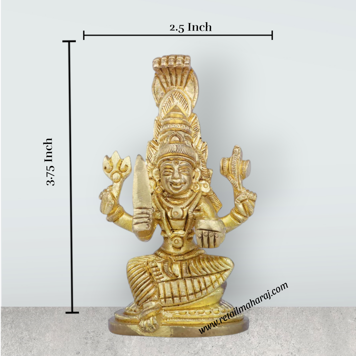 Karumariamman Statue - 3.75 x 2.5 Inches | Antique Brass Idol/ Sitting Karumariamman Idol for Pooja/ 340 Gms - Retail Maharaj