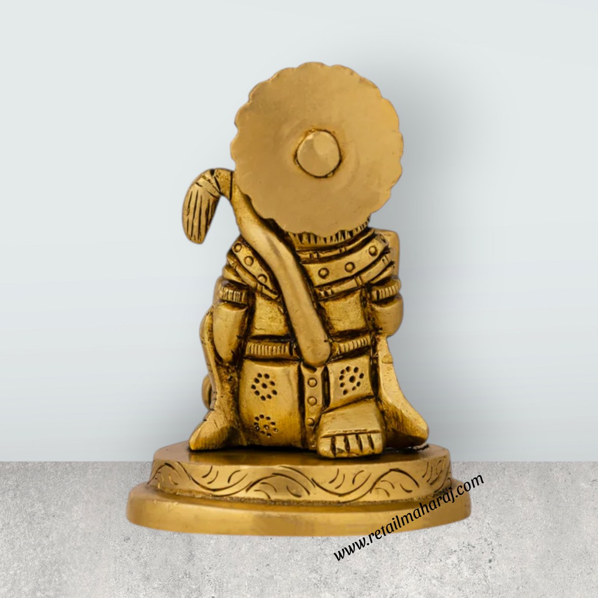 Anjaneya Statue - 3 X 1 Inches | Antique Brass Idol/ Ashirvad Hanuman Statue For Protection & Blessings - Retail Maharaj