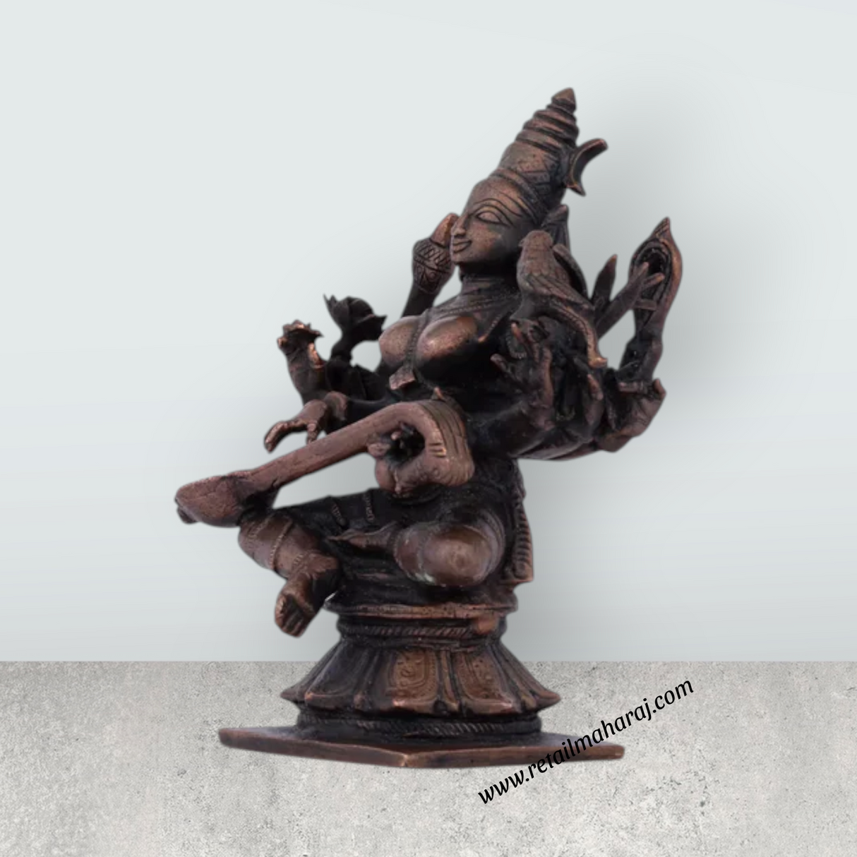 Raja Matangi Statue - 4.5 x 2.5 Inches | Copper Idol/ Copper Matangi Murti for Pooja/ 520 Gms Approx - Retail Maharaj
