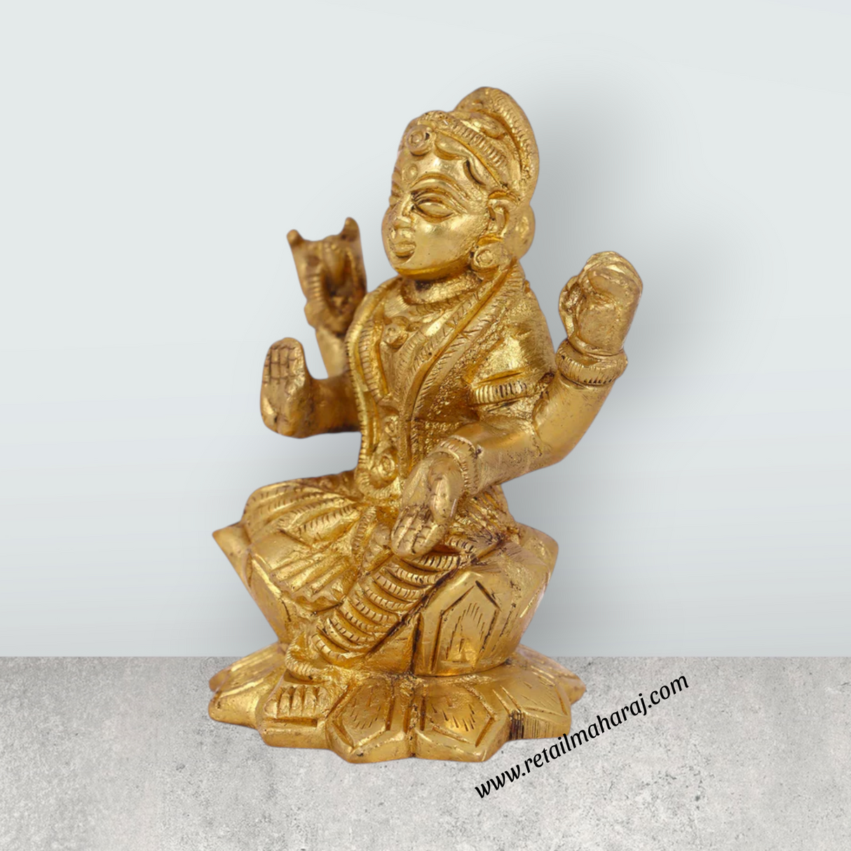 Bala Tripura Sundari Idol - 3 x 2 Inches | Antique Brass Idol/ Bala Tripura Sundari Statue/ Balambigai Statue for Pooja - Retail Maharaj