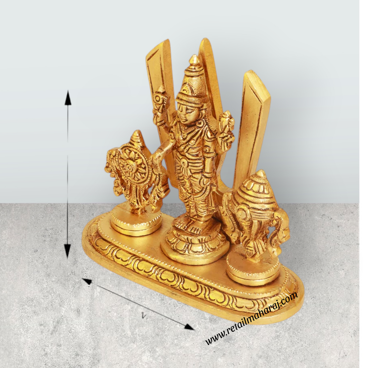 Balaji Murti With Shankh Chakra- 5 x 5 Inches | Antique Brass Idol/ Standing Venkateswara Swamy Idol For Pooja