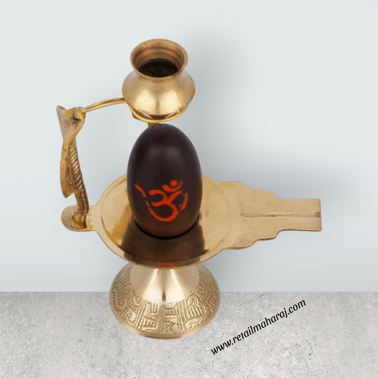 Black Shivling with Nag Dhara Pot - 5.5 Inches | Brass Idol/ Mahadev Shivling/ Shiva Lingam for Pooja - Retail Maharaj
