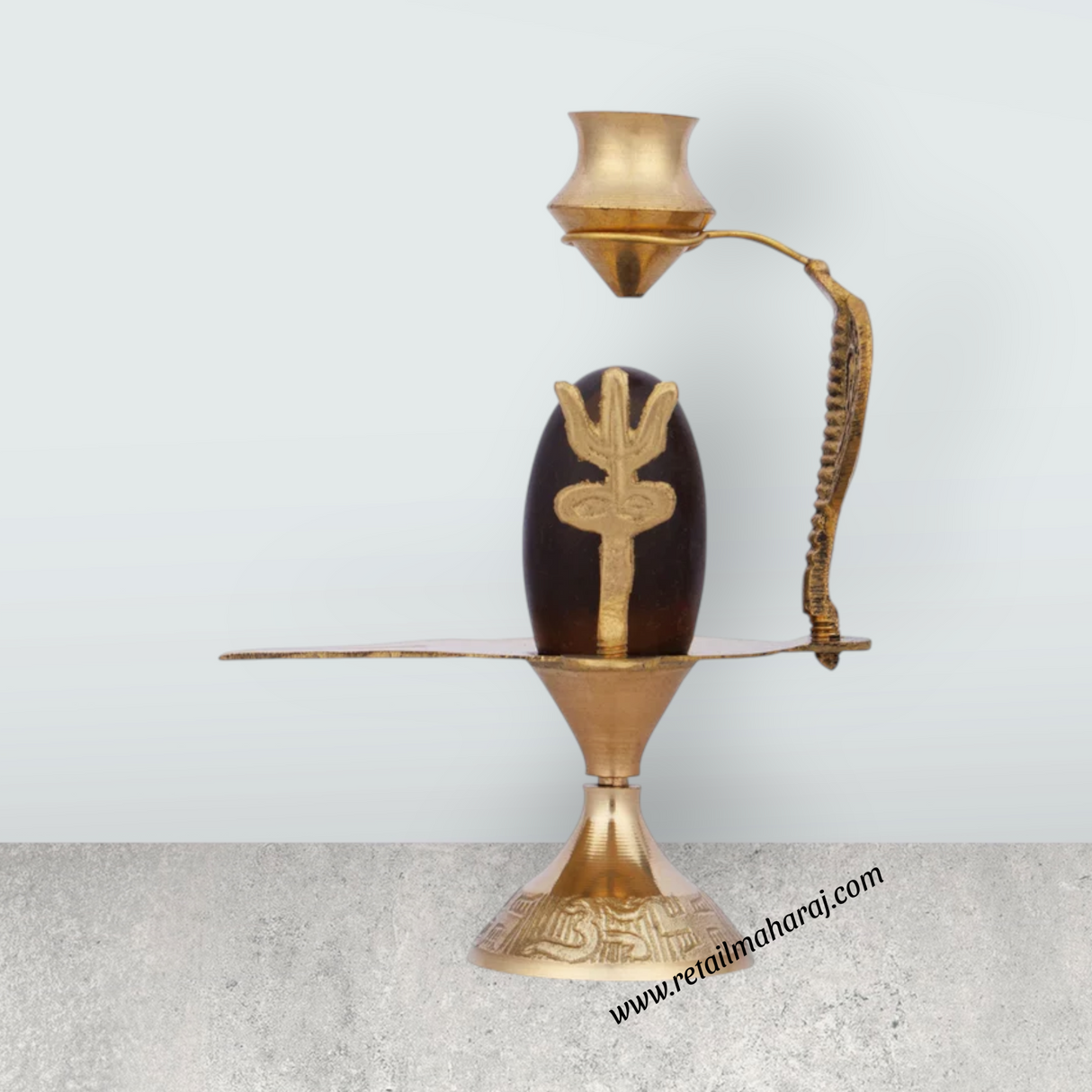 Black Shivling with Nag Dhara Pot - 5.5 Inches | Brass Idol/ Mahadev Shivling/ Shiva Lingam for Pooja - Retail Maharaj
