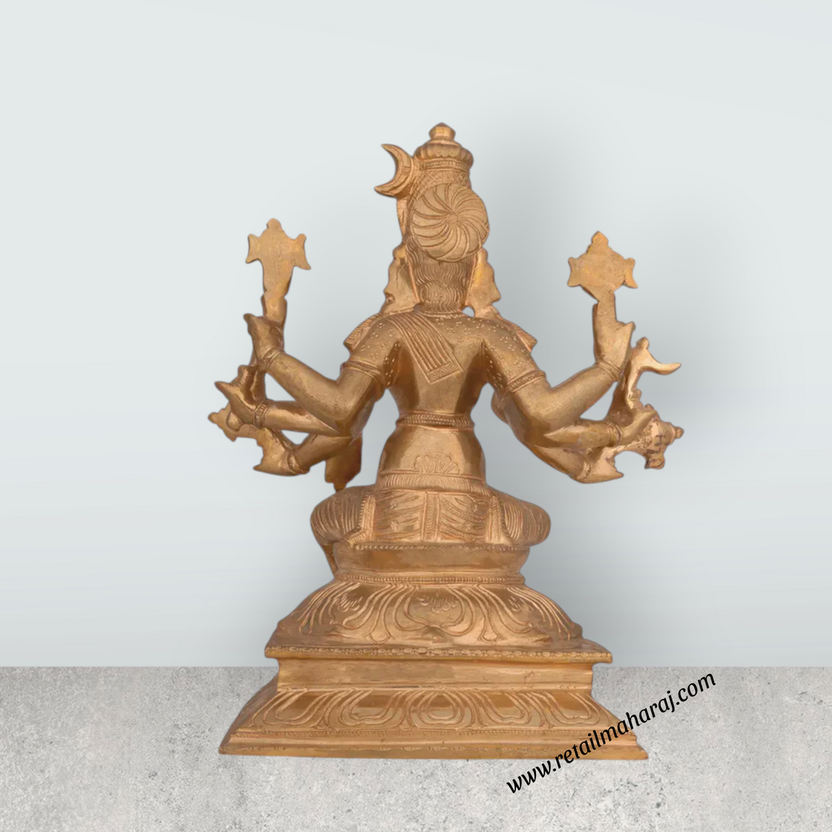 Varahi Amman Sitting on Base Murti - 9.7 x 7 Inches | Panchaloha Idol/ Varahi Amman Idol With 8 Hands for Pooja - Retail Maharaj