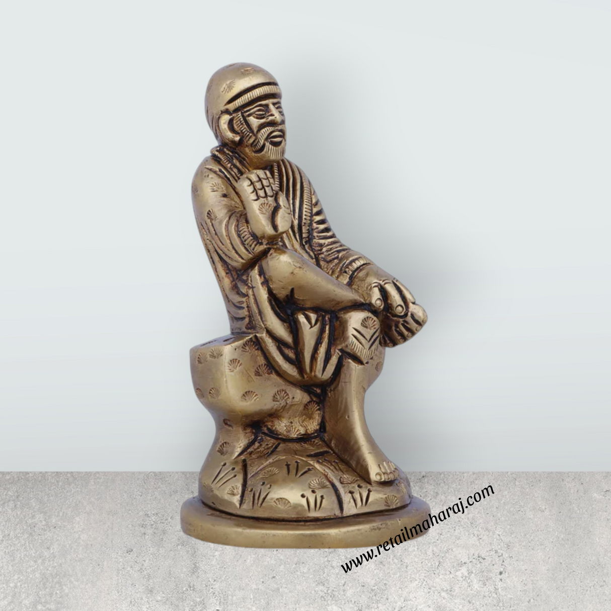 Sai Baba Idol - 2 x 1.5 Inches | Antique Brass Idol/ Sai Baba Statue for Pooja/ 340 Gms Approx