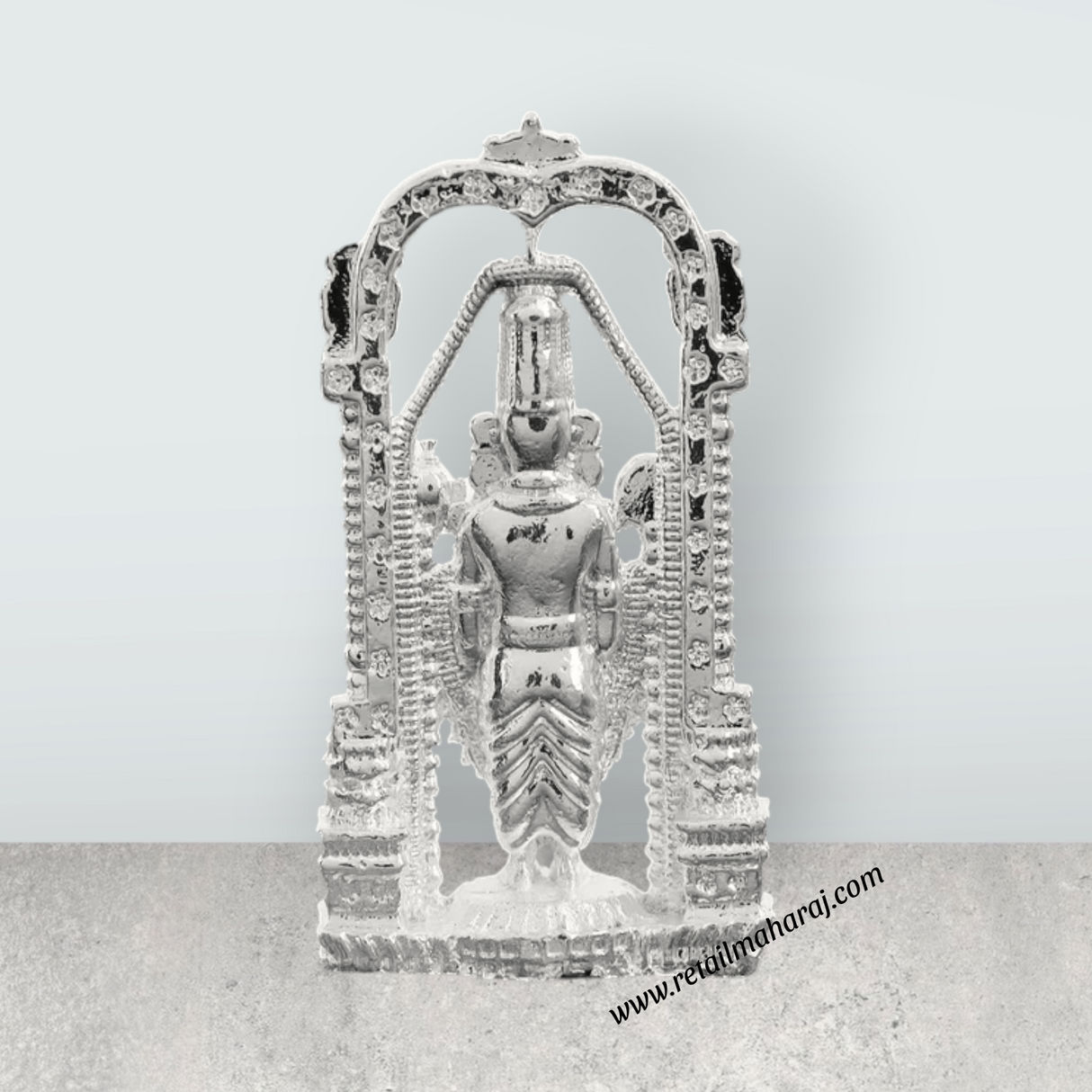 Balaji Murti – 2.5 x 1.5 Inches Copper Idol Silver Polish Balaji Standing Statue for Pooja - Retail Maharaj