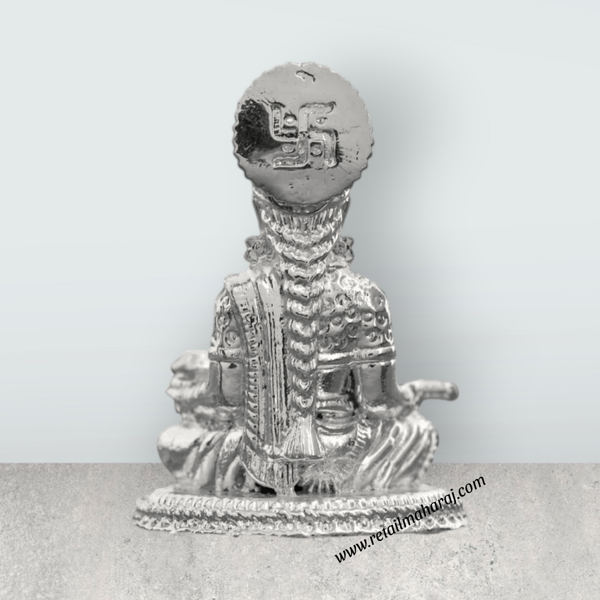 Annapoorani Statue – 2 x 1.5 Inches Copper Idol Silver Polish Annapuran Devi Murti for Pooja - Retail Maharaj