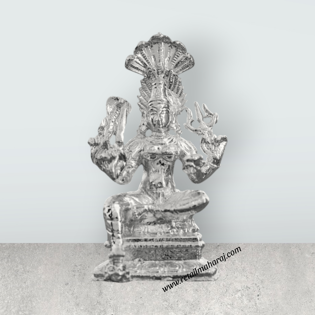 Karumari Amman Idol - 3 Inches | Copper Idol/ Silver Polish Karumariamman Statue for Pooja - Retail Maharaj