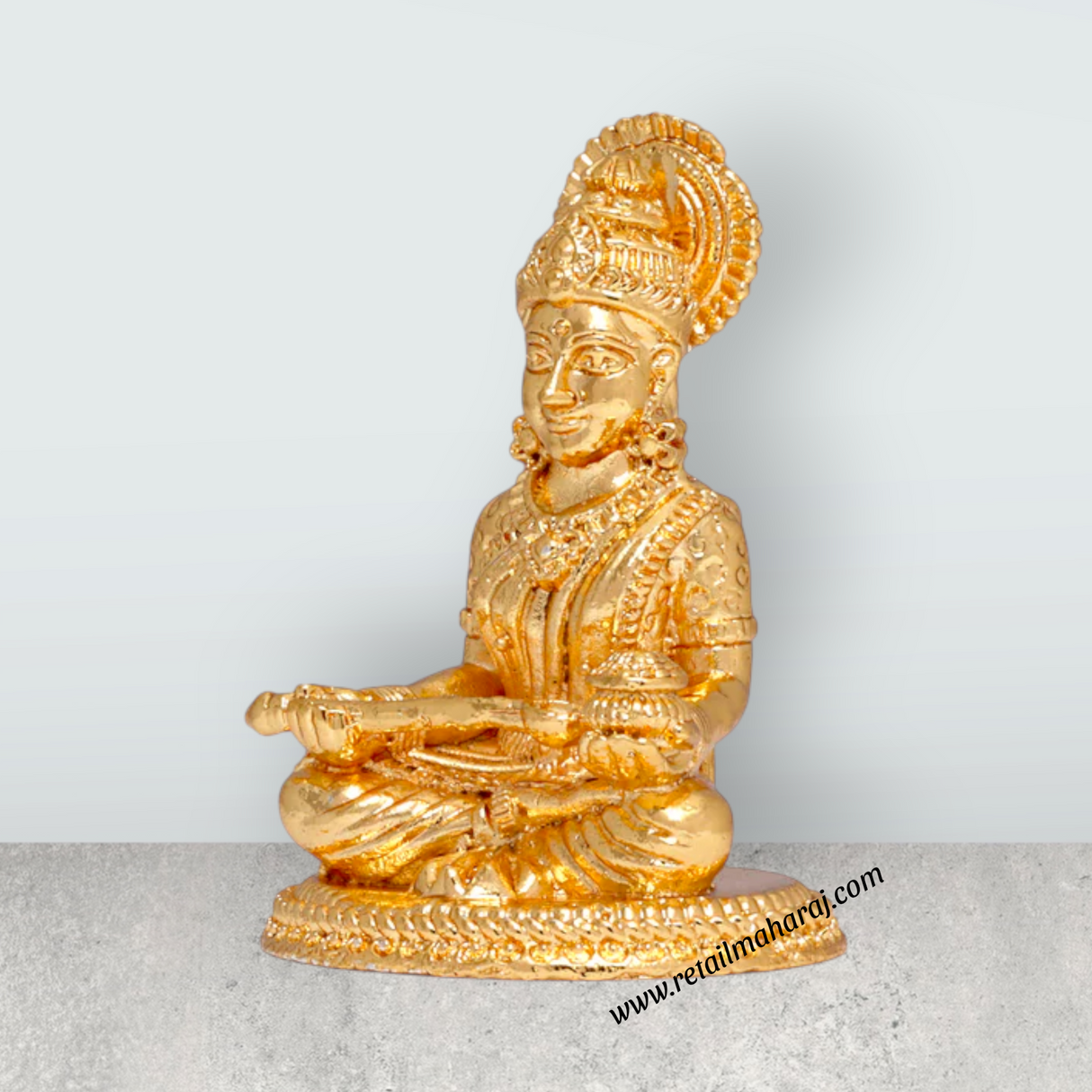 Annapoorani Statue – 2.5 x 1.5 Inches Copper Idol Gold Polish Annapuran Devi Murti for Pooja - Retail Maharaj