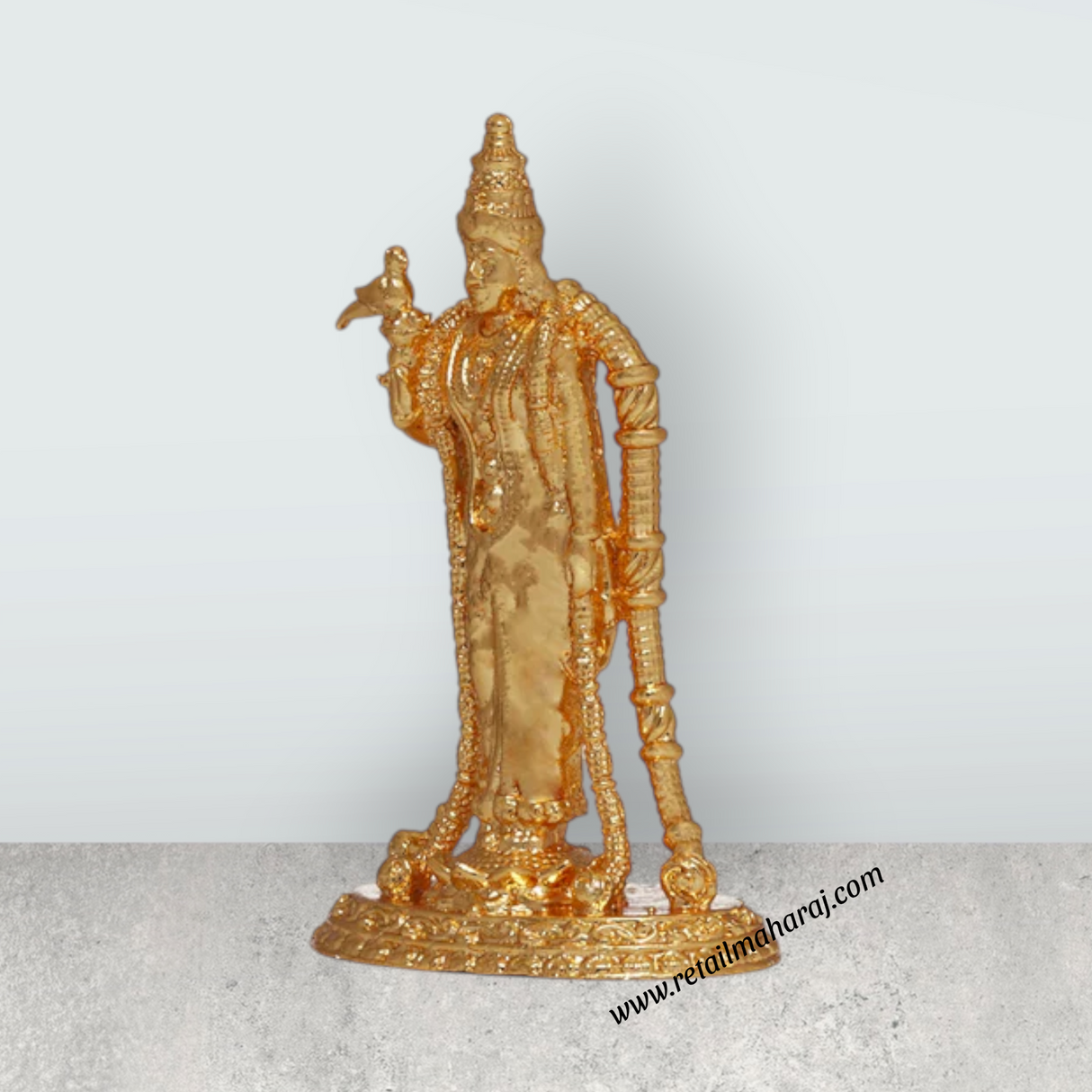 Goda Devi Standing On Base - 3 x 1.75 Inches | Copper Idol/ Gold Polish Andal Idol for Pooja - Retail Maharaj