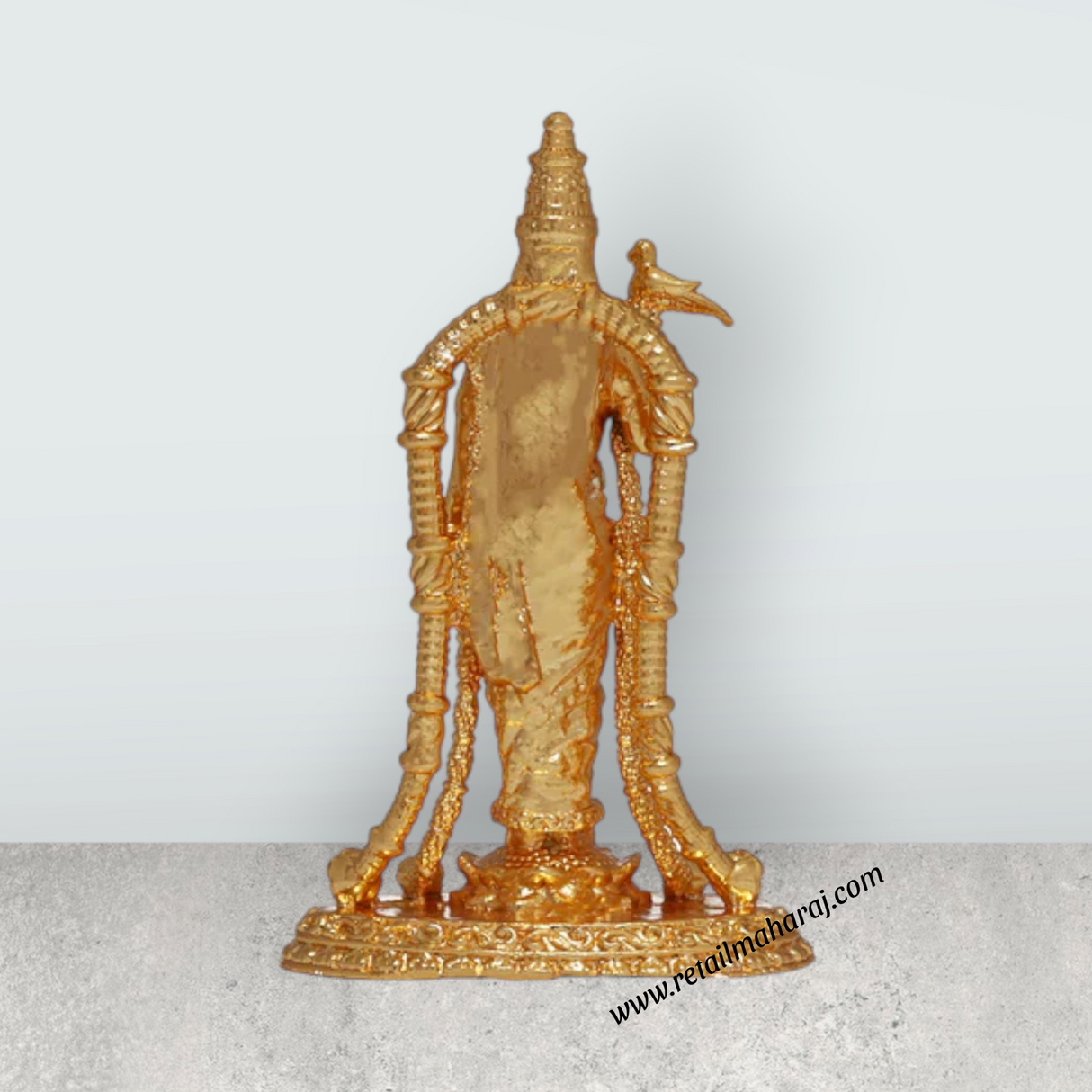 Goda Devi Standing On Base - 3 x 1.75 Inches | Copper Idol/ Gold Polish Andal Idol for Pooja - Retail Maharaj