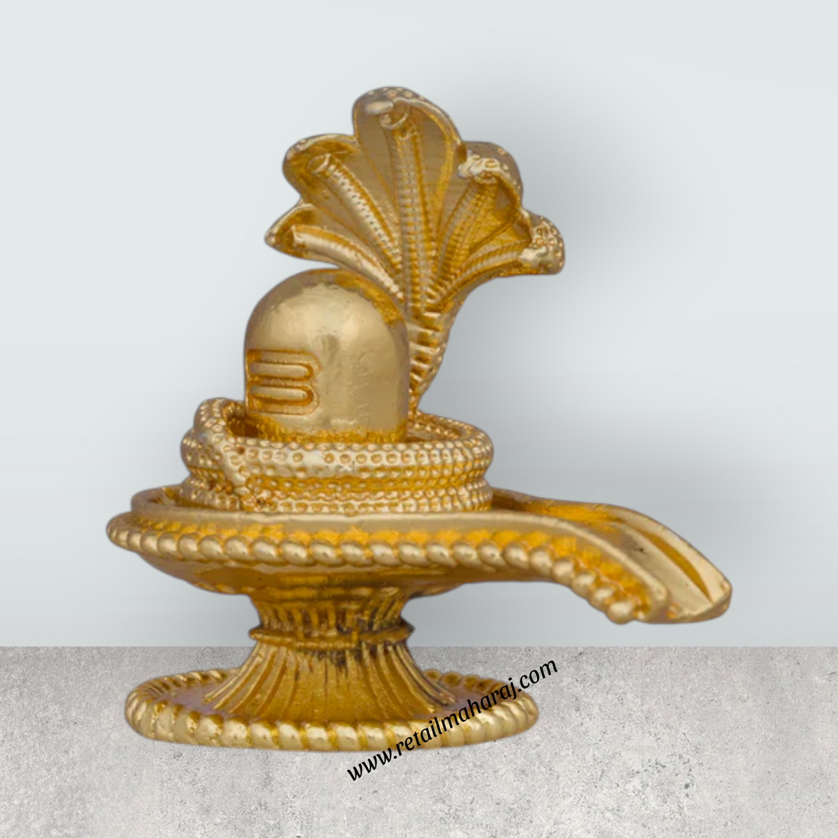 Shivling Idol With Nag - 1.5 x 2 Inches | Copper Idol/ Gold Polish Shivling Murti for Pooja/ 85 Gms Approx - Retail Maharaj