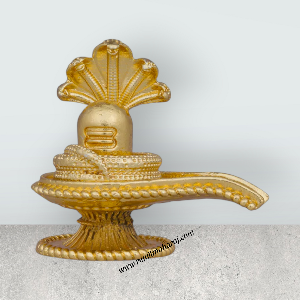 Shivling Idol With Nag - 1.5 x 2 Inches | Copper Idol/ Gold Polish Shivling Murti for Pooja/ 85 Gms Approx - Retail Maharaj
