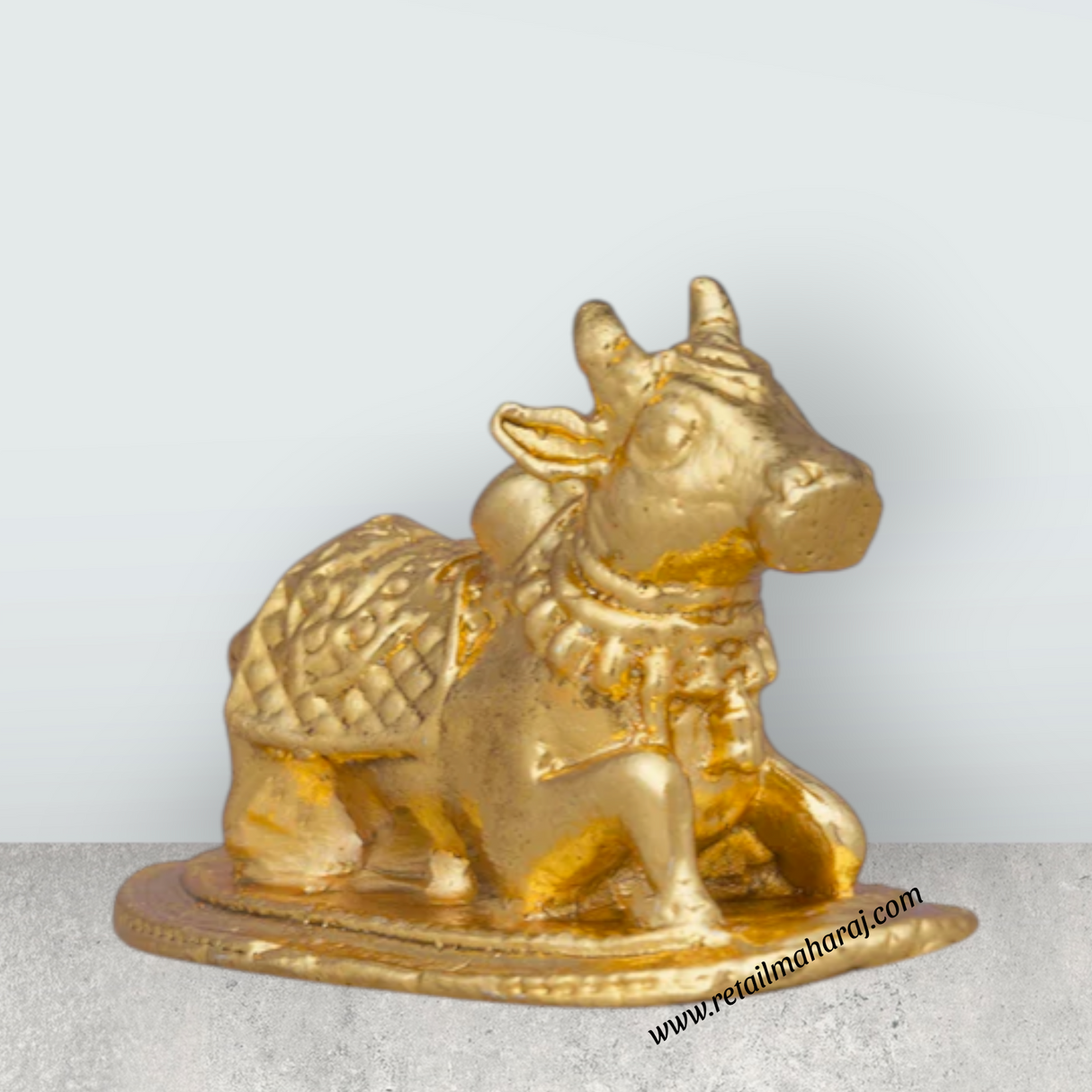 Nandi Statue – 1 x 1.5 Inches Copper Idol Gold Polish Nandi Idol for Pooja - Retail Maharaj