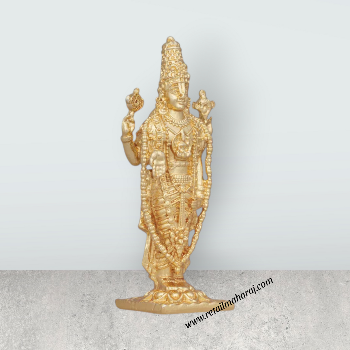 Balaji Murti – 2.5 x 1.5 Inches Copper Idol Gold Polish Standing Balaji Statue for Pooja - Retail Maharaj