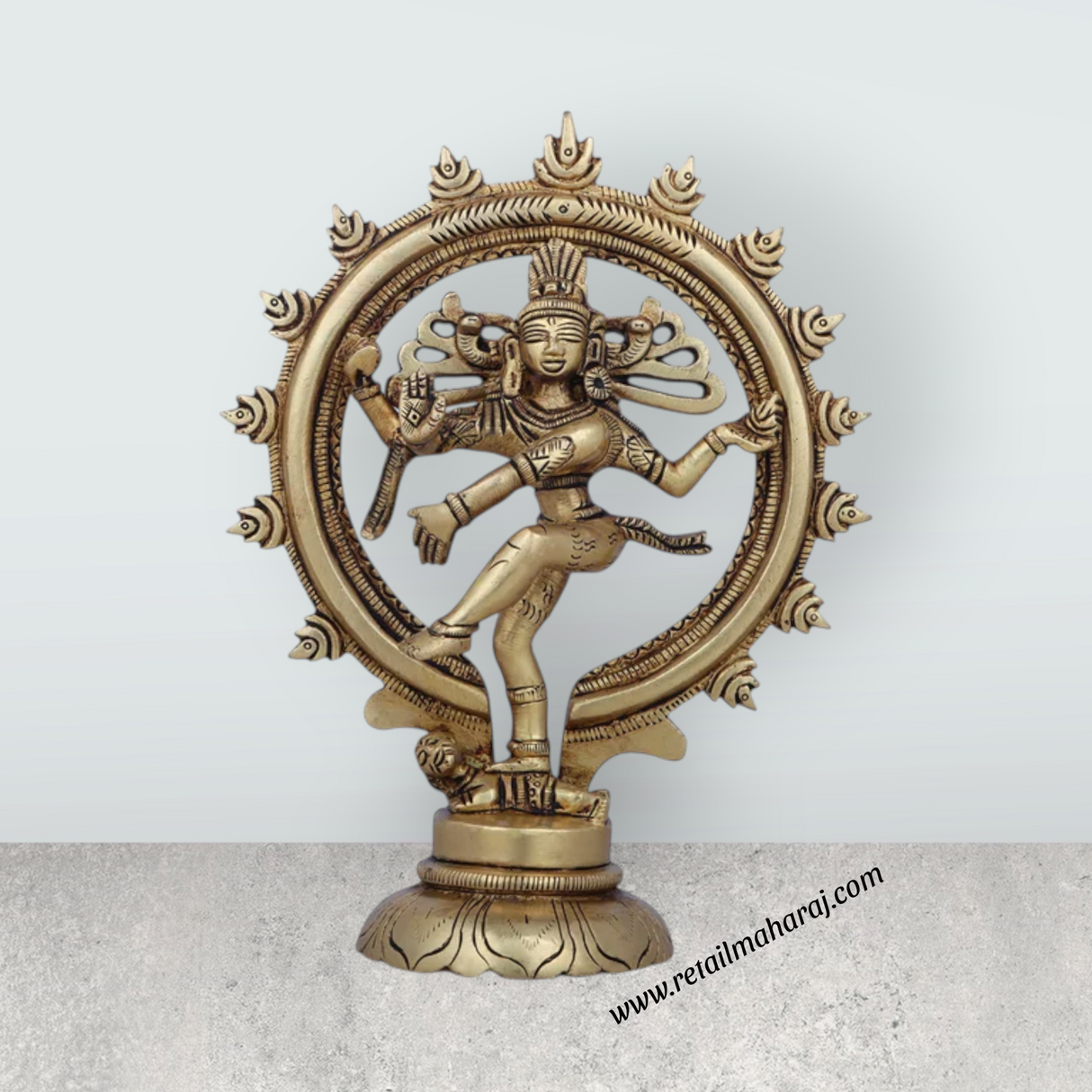 Natraj Murti - 7 x 5 Inches | Antique Brass Idol/ Nataraja Vigraham for Pooja/ 735 Gms Approx