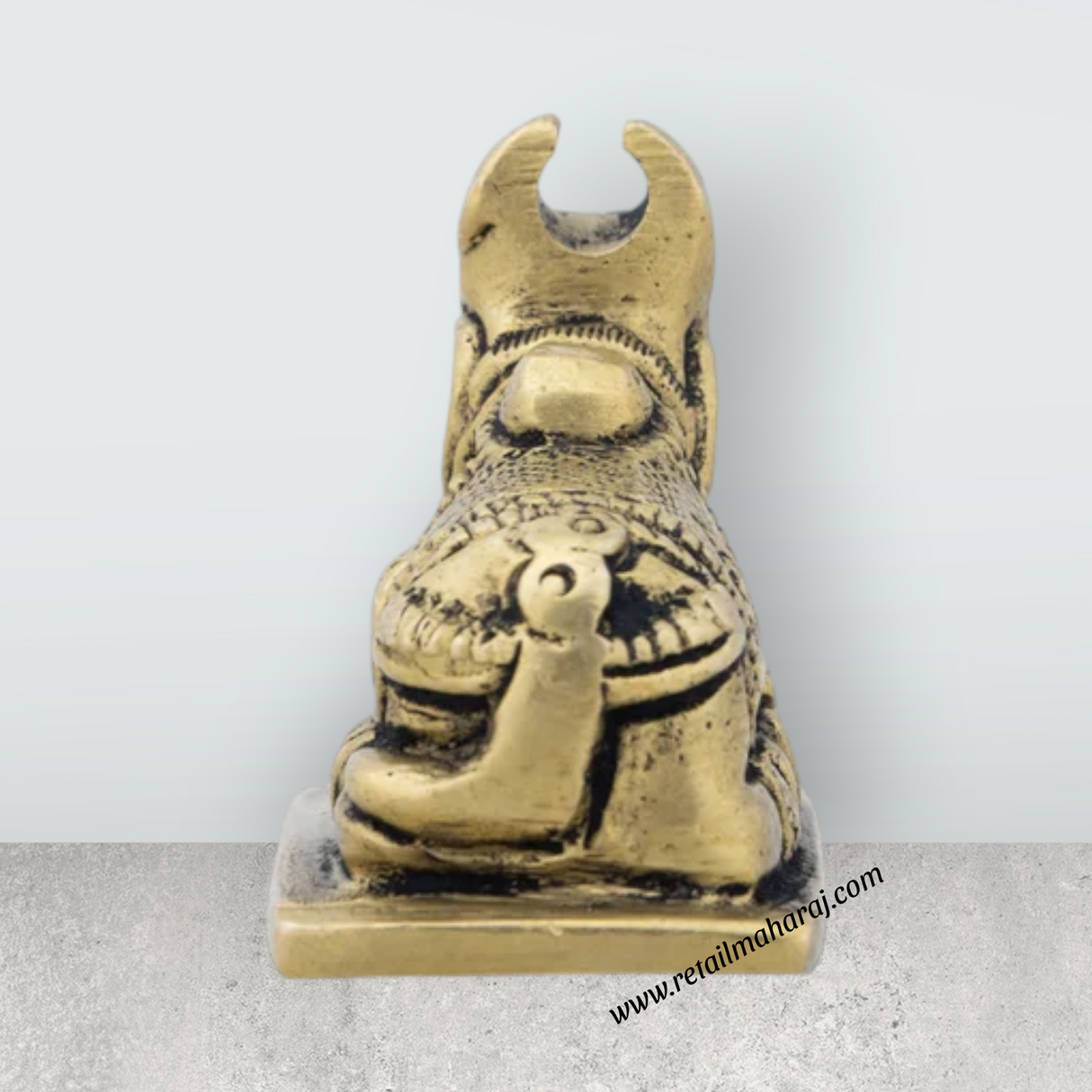 Nandi Statue - 1.5 x 2 Inches | Antique Brass Idol/ Nandi Murti for Pooja/ 110 Gms Approx