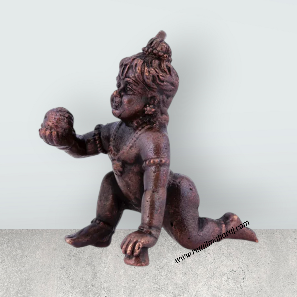 Crawling Krishna Statue - 1.5 x 1.25 Inches | Copper Idol/ Crawling Krishna Idol for Pooja/ 25 Gms Approx - Retail Maharaj