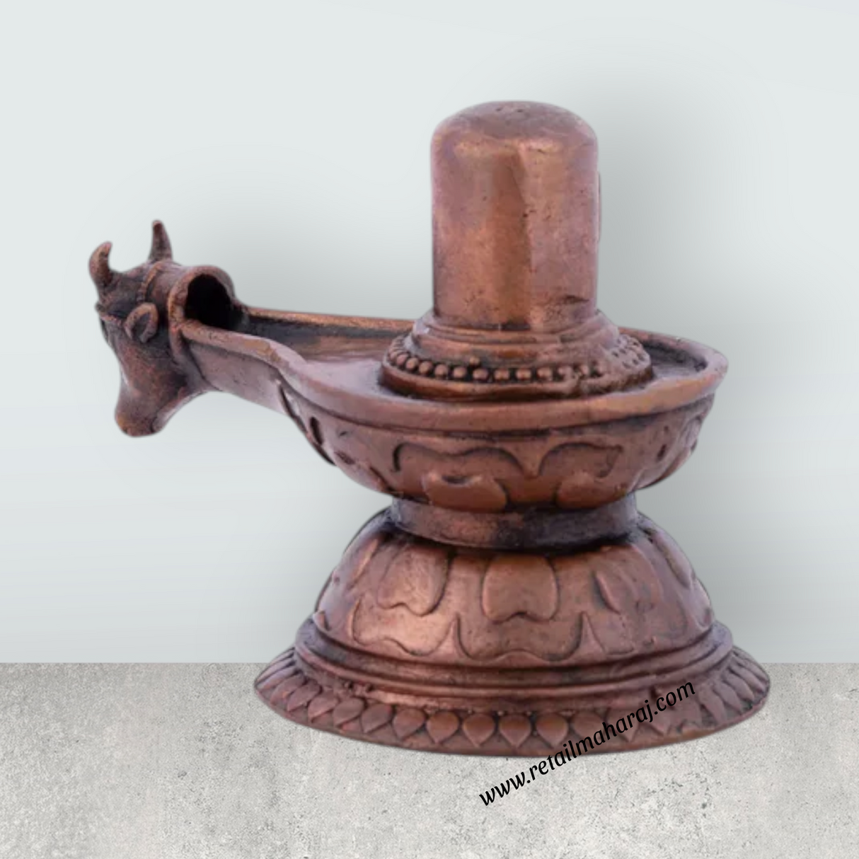 Shivling Statue – 2.5 x 2.5 Inches Copper Idol with Avudaiyar Nandi Face - Retail Maharaj