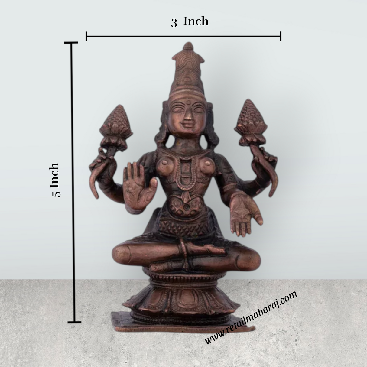 Laxmi Devi Statue – 5 x 3 Inches Copper Idol - Retail Maharaj