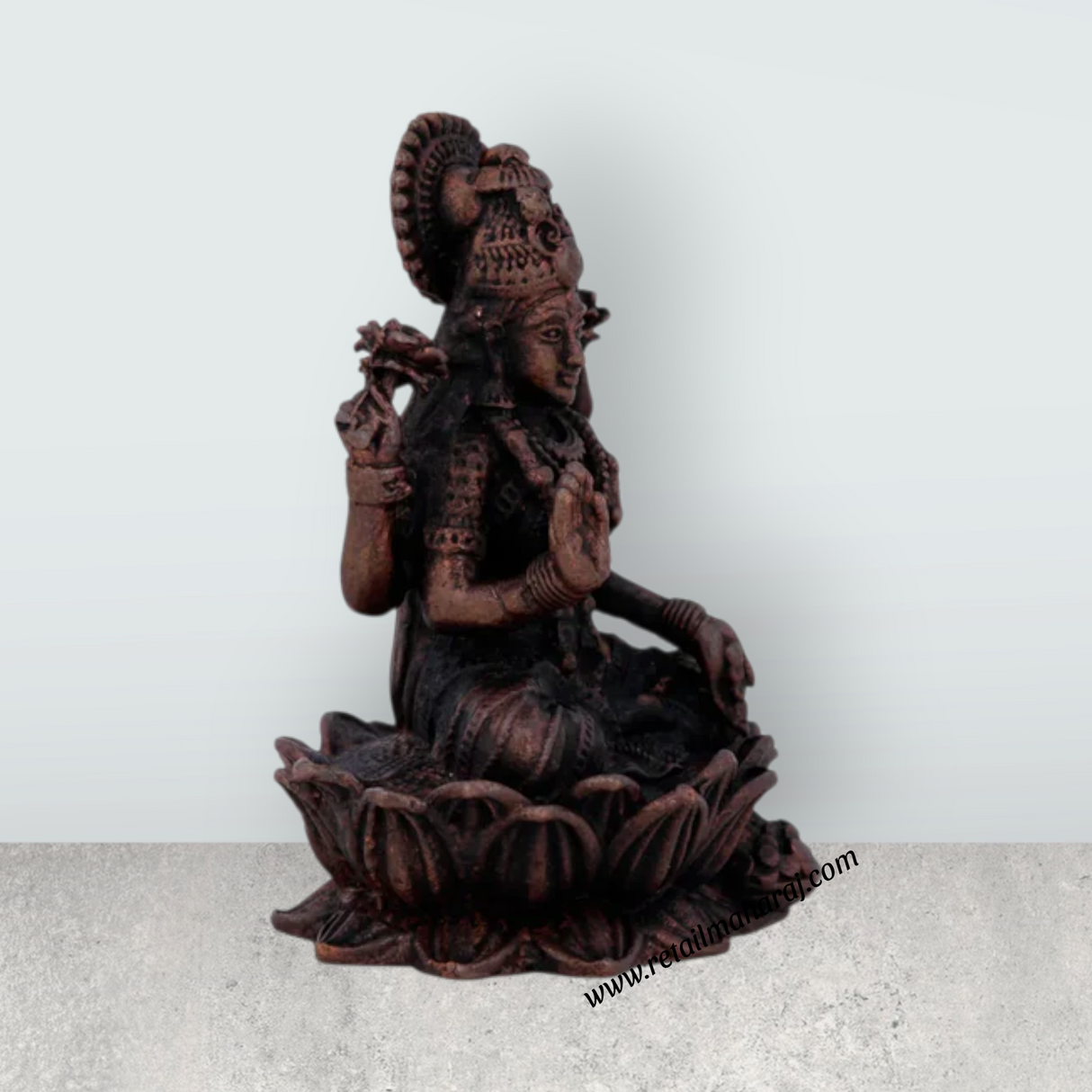 Laxmi Devi Statue - 2 x 1.5 Inches | Lakshmi Statue Sitting On Lotus / Copper Idol/ Maha Laxmi Idol for Pooja/ 70 Gms Approx - Retail Maharaj