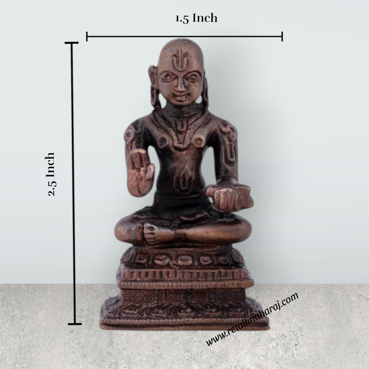 Desikar Statue - 2.5 x 1.5 Inches | Copper Statue/ Desikar Idol for Home/ 95 Gms Approx - Retail Maharaj
