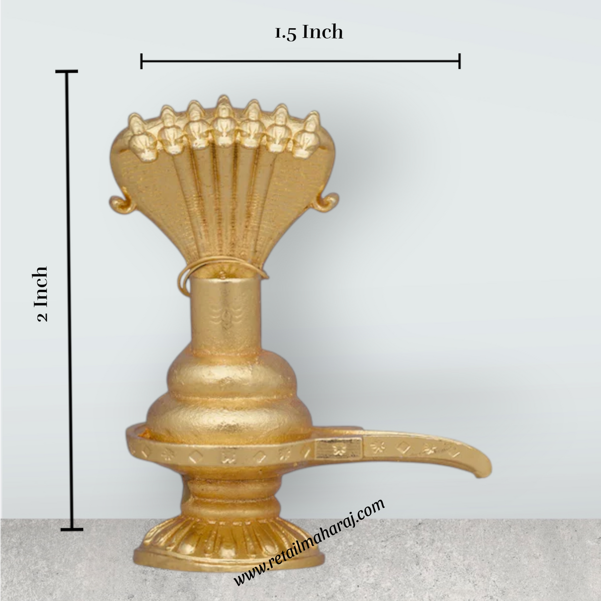 Sheshnag Shivling Statue – 2 x 1.5 Inches Copper Idol Gold Polish Shivling with Sheshnag for Pooja - Retail Maharaj
