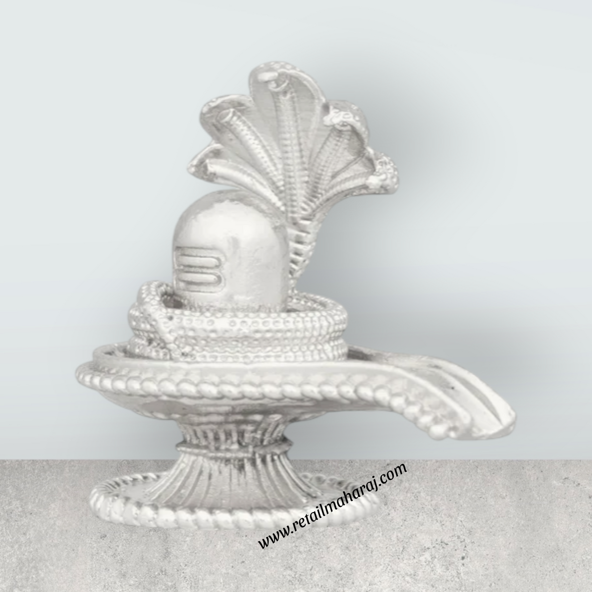 Sheshnag Shivling – 1.5 x 2 Inches Copper Idol Silver Polish Shivling with Sheshnag for Pooja - Retail Maharaj