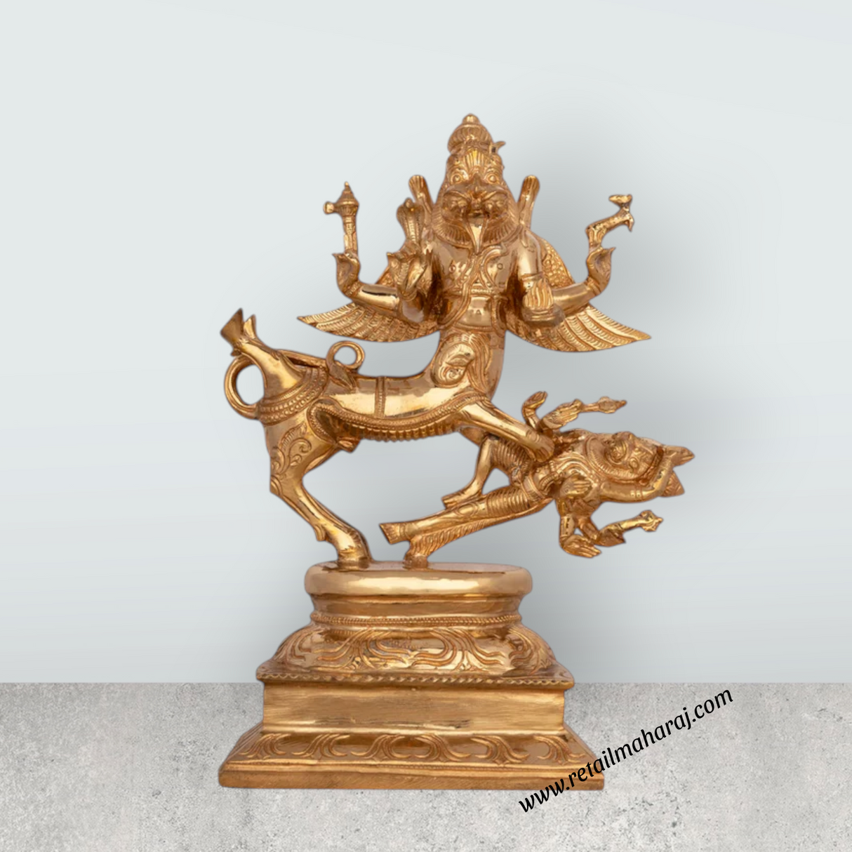 Sharabheshwara Murti - 10 x 6 Inches | Panchaloha Statue/ Sharabha Idol for Pooja - Retail Maharaj