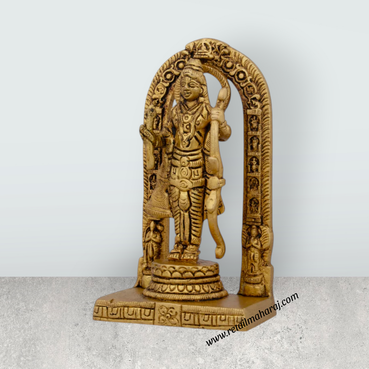 Ayodhya Rama Idol - 4.5 x 2.5 Inches | Antique Brass Idol/ Ayodhya Ramar Statue for Pooja/ 375 Gms Approx - Retail Maharaj