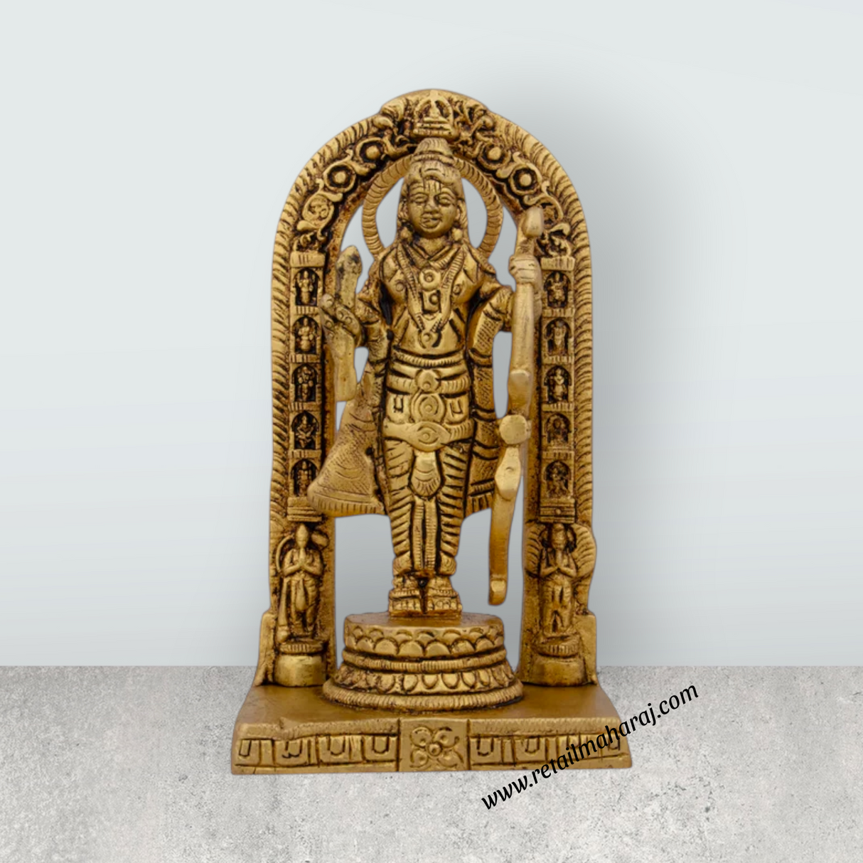Ayodhya Rama Idol - 4.5 x 2.5 Inches | Antique Brass Idol/ Ayodhya Ramar Statue for Pooja/ 375 Gms Approx - Retail Maharaj
