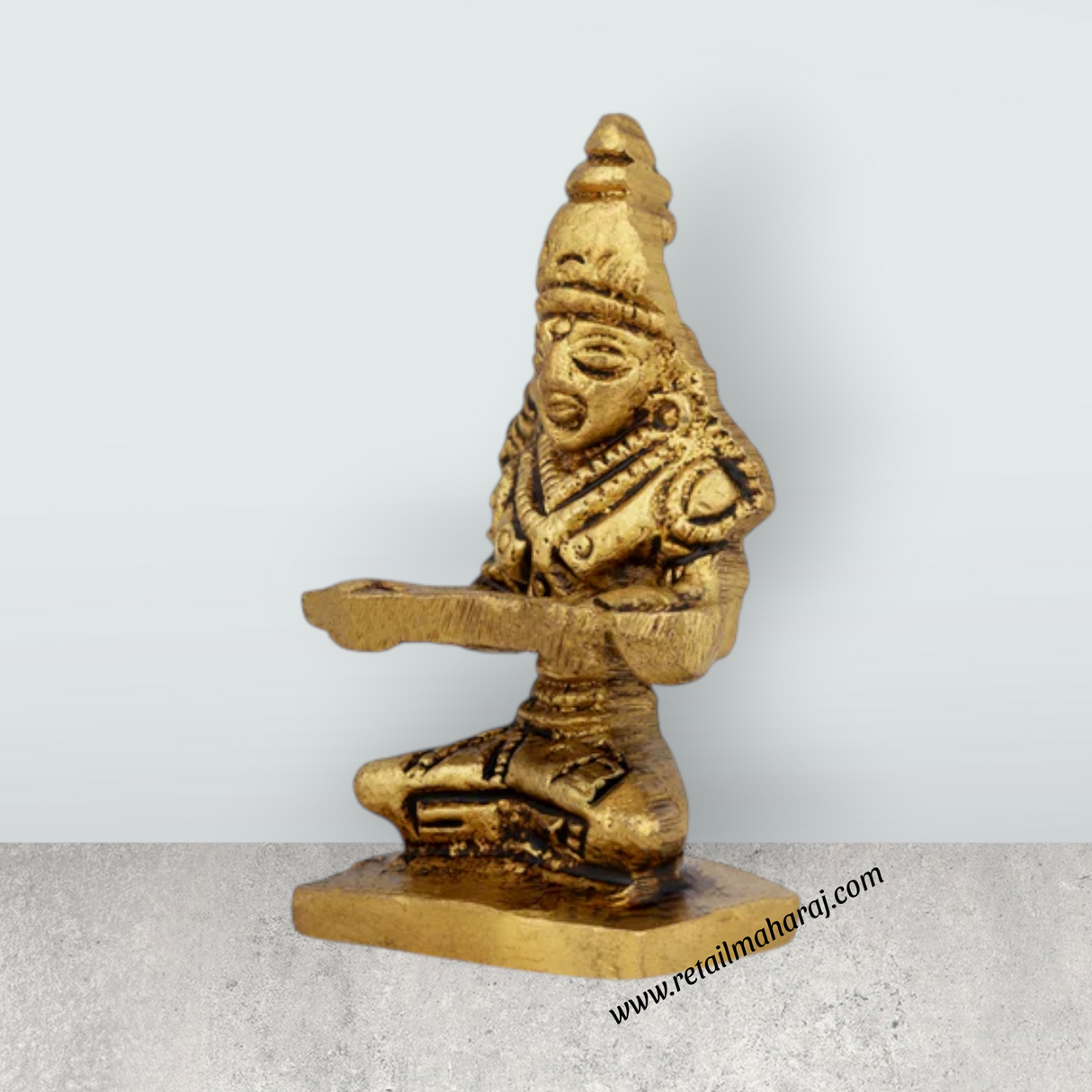 Annapurna Devi Sitting On Base - 2 X 1 Inches | Antique Brass Idol/ Annapoorani Statue For Pooja & Home Decor - Retail Maharaj