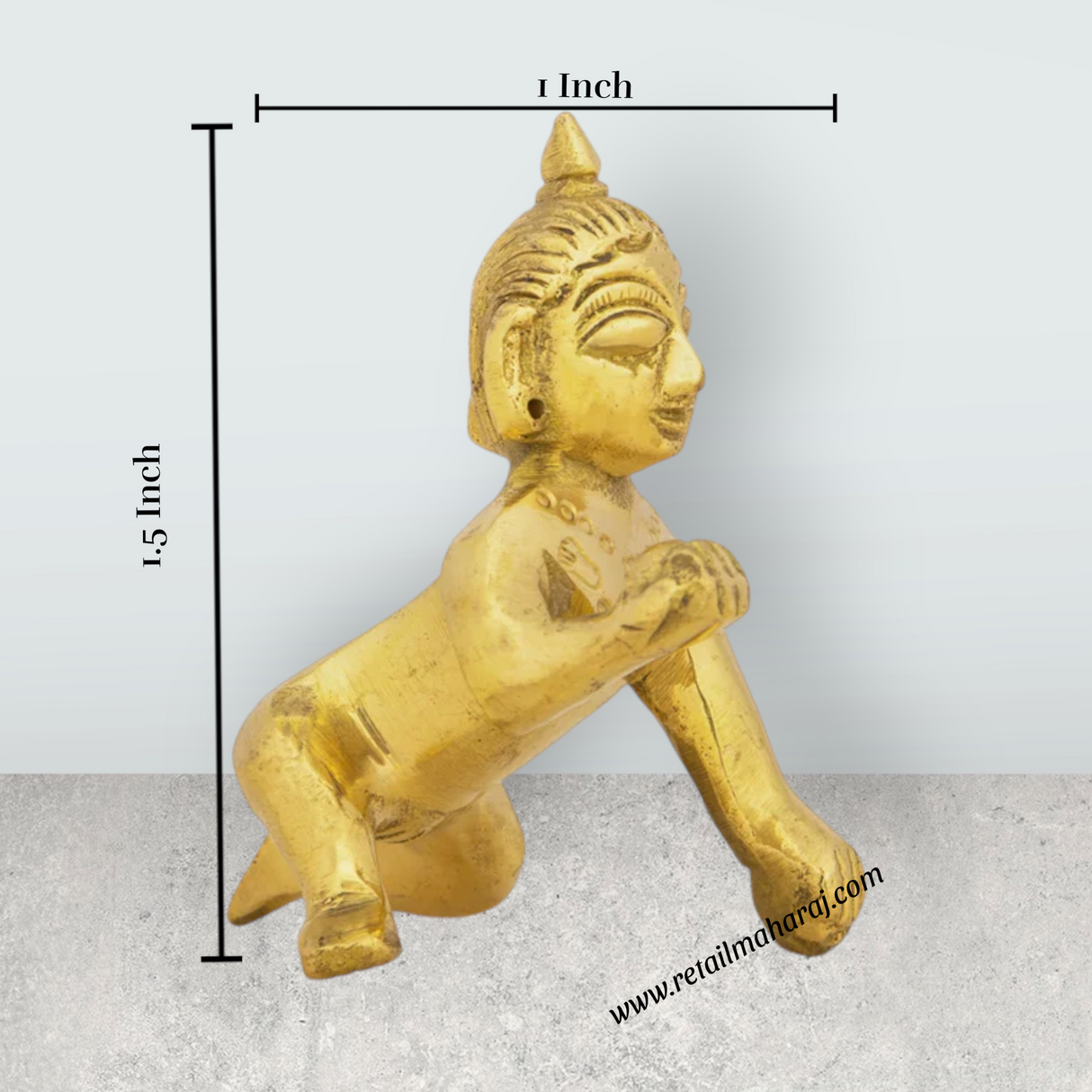Crawling Krishna Murti - 1.5 X 1 Inches | Brass Krishna Idol/ Krishna Statue/ Laddu Gopal Murti For Worship - Retail Maharaj