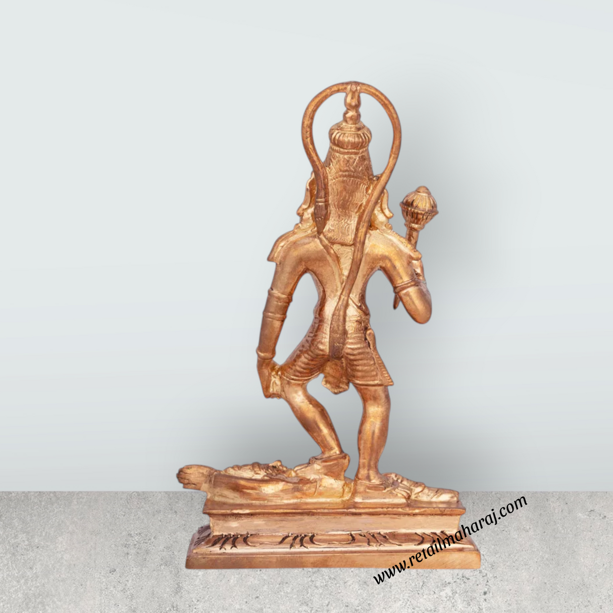 Hanuman Standing On Shani Bhagvan Murti - 6 x 3.75 Inches | Panchaloha Idol / Anjaneyar Sculpture For Pooja - Retail Maharaj