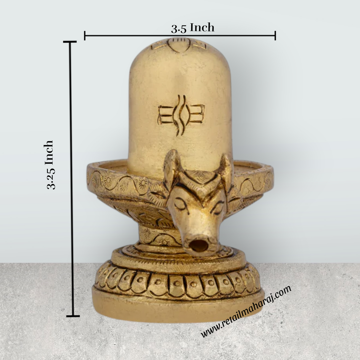 Shiv Ling Murti With Nandi Face Avudaiyar - 3.25 x 3.5 Inches | Antique Brass Shiva Lingam Statue for Pooja