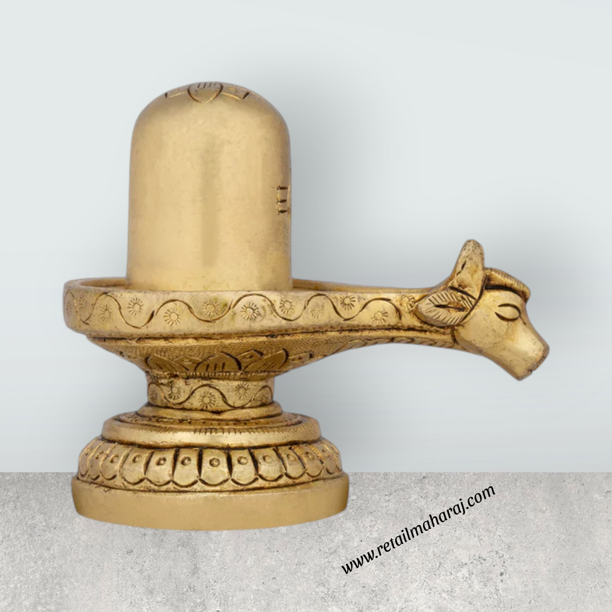 Shiv Ling Murti With Nandi Face Avudaiyar - 3.25 x 3.5 Inches | Antique Brass Shiva Lingam Statue for Pooja